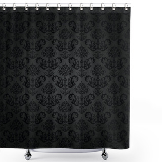Personality  Seamless Charcoal Small Floral Elements Wallpaper Shower Curtains