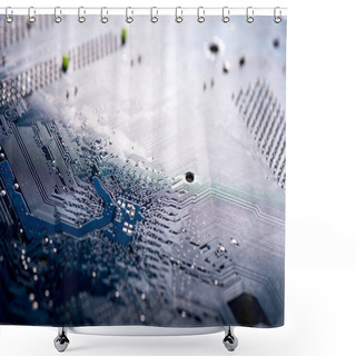 Personality  Closeup View Of Electronic Circuit Logic Board Shower Curtains