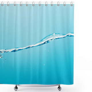 Personality  Calm Transparent Pure Water With Drops On Blue Background Shower Curtains