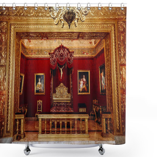 Personality  Monaco, Monaco - 2 September 2023: Luxurious Interiors Of The Prince's Palace Of Monaco Shower Curtains