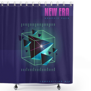 Personality  80's Style Abstract Geometric Composition Shower Curtains