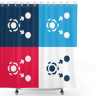 Personality  Atom Blue And Red Four Color Minimal Icon Set Shower Curtains