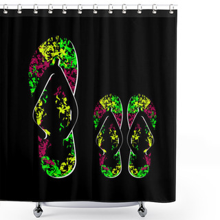 Personality  Colorful Flip Flops Set Shower Curtains