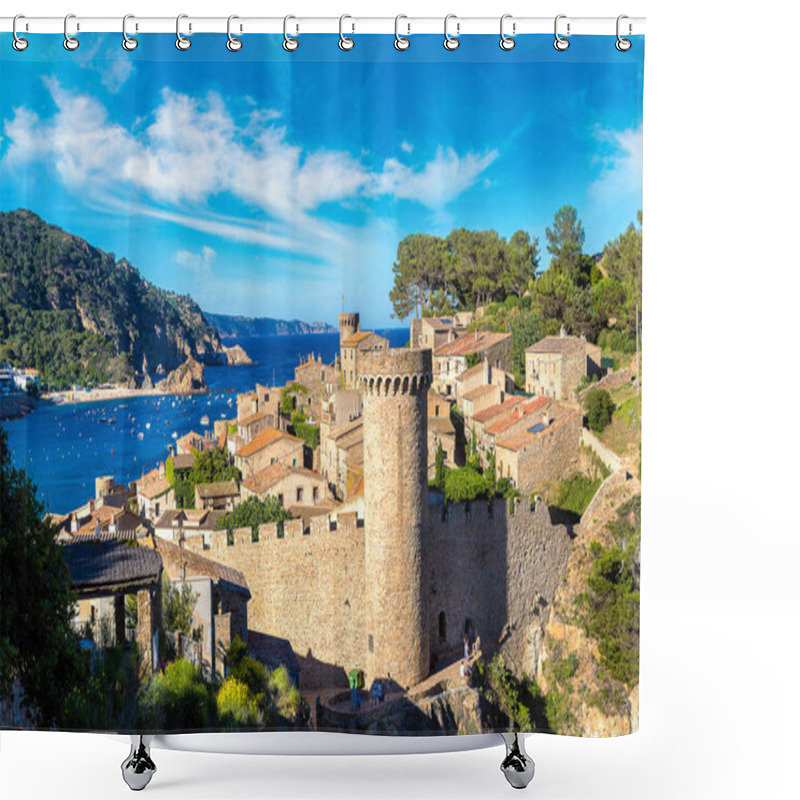 Personality  Beach At Tossa De Mar And Fortress Shower Curtains