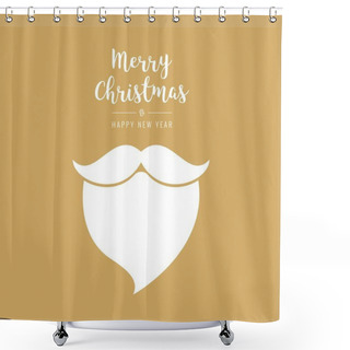 Personality  Santa Beard Christmas Greetings White Golden Background Shower Curtains