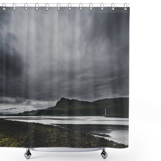 Personality  Gloomy Landscape With River And Mountains In Iceland Shower Curtains