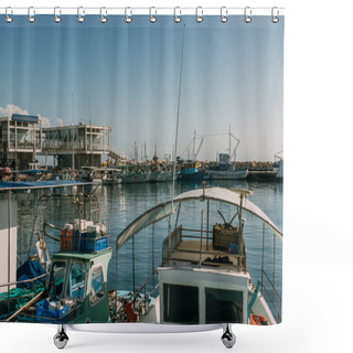Personality  Sunshine On Docked Ships In Mediterranean Sea Shower Curtains