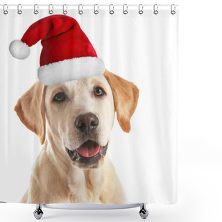 Personality  Puppy In Santa Hat Shower Curtains