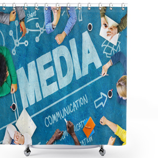 Personality  Media Devices Mess Communication Multimedia Concept Shower Curtains