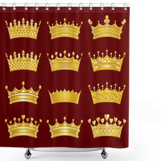 Personality  Golden Crowns Set Shower Curtains
