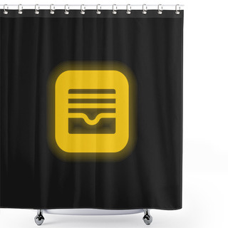 Personality  Apple Yellow Glowing Neon Icon Shower Curtains