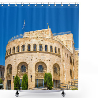 Personality  Jerusalem Historical City Hall Building With Pockmarks From Hostilities Shower Curtains