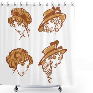 Personality  Set Of Different Historical Women Portraits Shower Curtains