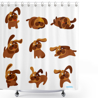 Personality  Cartoon Cute Dogs Shower Curtains