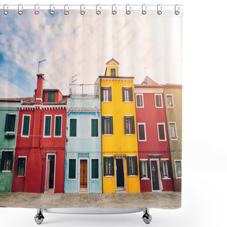 Personality  Colorful Houses On Burano Island  Shower Curtains