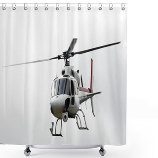 Personality  White Flying Helicopter  Shower Curtains