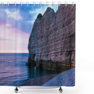 Personality  Calm Evening At The Sea Near Cliff, Etretat, Normandy, France Shower Curtains