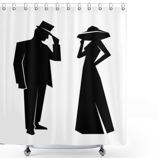 Personality  Silhouette Of The Lady And Gentleman Shower Curtains