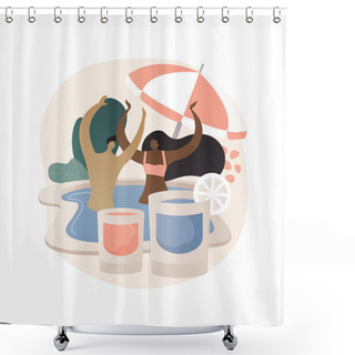 Personality  Pool Party Abstract Concept Vector Illustration. Shower Curtains