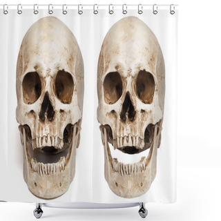 Personality  Skull-open Mouth. Isolated On White Background, With Shadow Shower Curtains