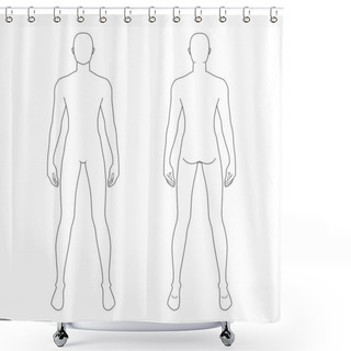 Personality  Fashion Template Of Standing Men.  Shower Curtains