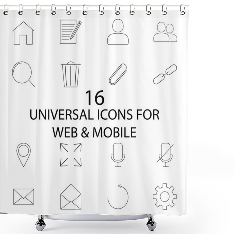 Personality  Universal Line And Full Icons Set, Outline And Solid Vector Symb Shower Curtains