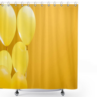 Personality  Festive Minimalistic Decorative Balloons On Yellow Background With Copy Space Shower Curtains