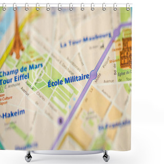 Personality  Ecole Militaire Station. 8th Line. Paris. France On The Map Shower Curtains
