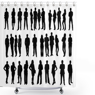 Personality  Collage Of Silhouette Business People Shower Curtains