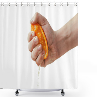 Personality  Man Dramatic Squeezes Orange. Conceptis Tired From Work. Shower Curtains