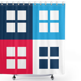 Personality  4 Black Squares Blue And Red Four Color Minimal Icon Set Shower Curtains