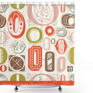 Personality  Seamless Vintage Pattern Of The Letter O In Retro Colors Shower Curtains
