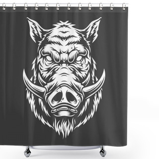 Personality  Boar Head In Black And White Color Style. Vector Illustration Shower Curtains