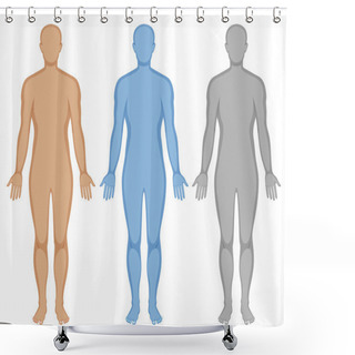 Personality  Human Body Outline In Three Colors Shower Curtains