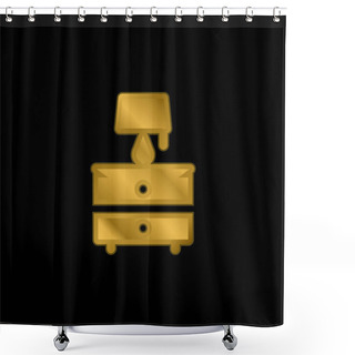 Personality  Bedside Table Gold Plated Metalic Icon Or Logo Vector Shower Curtains