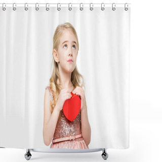 Personality  Girl With Red Heart Sign Shower Curtains