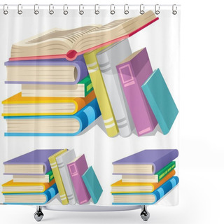 Personality  Book Pile Shower Curtains