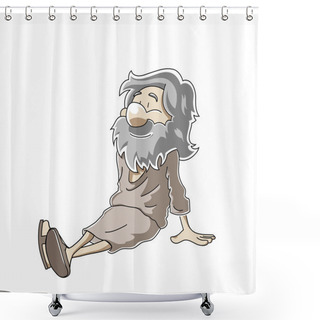 Personality  Satisfied Old Man Shower Curtains