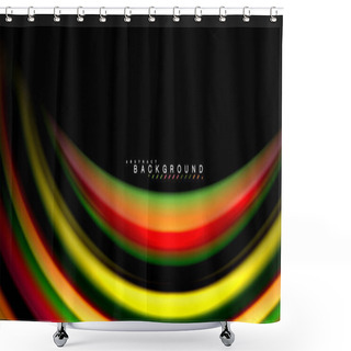 Personality  Abstract Wave Lines Fluid Rainbow Style Color Stripes On Black Background. Artistic Illustration For Presentation, App Wallpaper, Banner Or Poster Shower Curtains