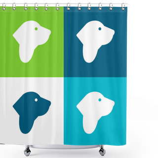 Personality  Basset Hound Flat Four Color Minimal Icon Set Shower Curtains