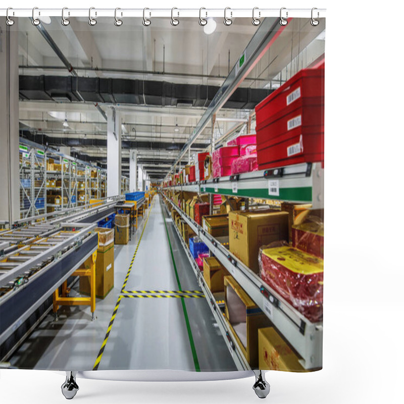 Personality  BEIJING, CHINA - JUNE 03, 2019: Modern Automation Of Warehouse Production In China. Shower Curtains