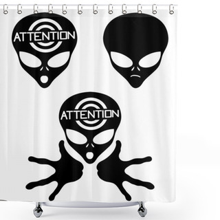 Personality  Alien Icons On White. Shower Curtains