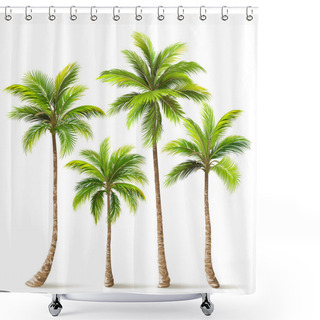 Personality  Palm Trees Set. Vector Shower Curtains