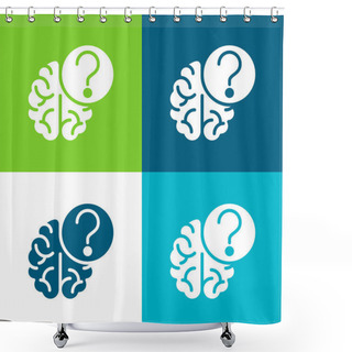 Personality  Brain Flat Four Color Minimal Icon Set Shower Curtains