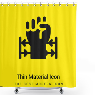 Personality  Barbed Wire Minimal Bright Yellow Material Icon Shower Curtains