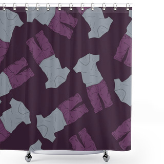 Personality  Vector Background With Shorts And T-shirts. Shower Curtains