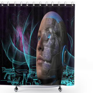 Personality  Cyborg Woman - Humanoid Shower Curtains