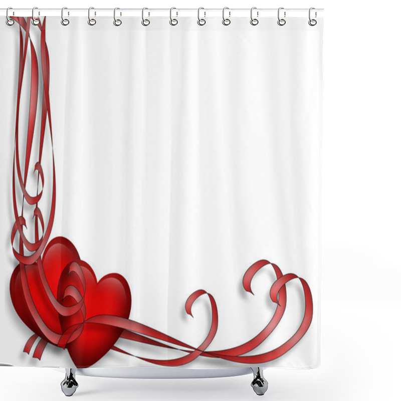 Personality  Valentines Day Red Hearts Border Shower Curtains