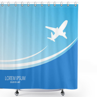 Personality  Travel Airplane Ticket Blue Vector Background Shower Curtains