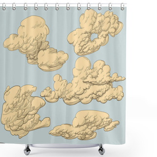 Personality  Retro Style Vector Clouds Shower Curtains